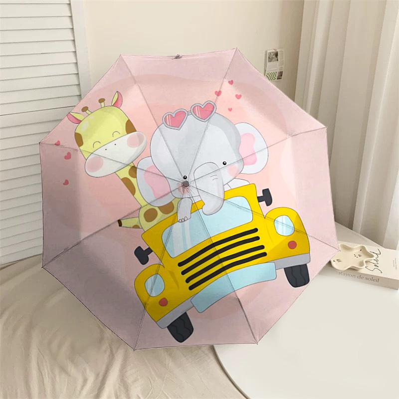 

1PC Giraffe Elephant Umbrella-8-Rib Reinforced, Automatic Open, Lightweight & Durable, Fashion Accessory for Outdoor-L0338