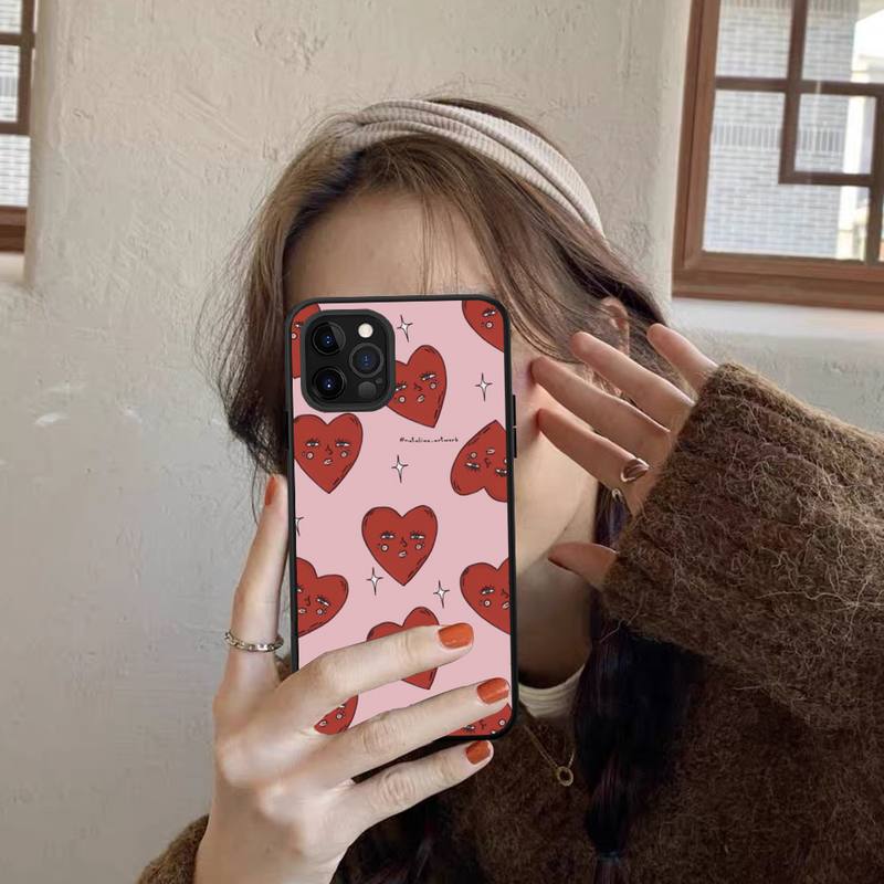 Cute Love Heart Phone Case for iPhone 11 12 13 Mini Pro Max 8 7 6 6S Plus X 5 SE 2020 XR XS Funda Case
