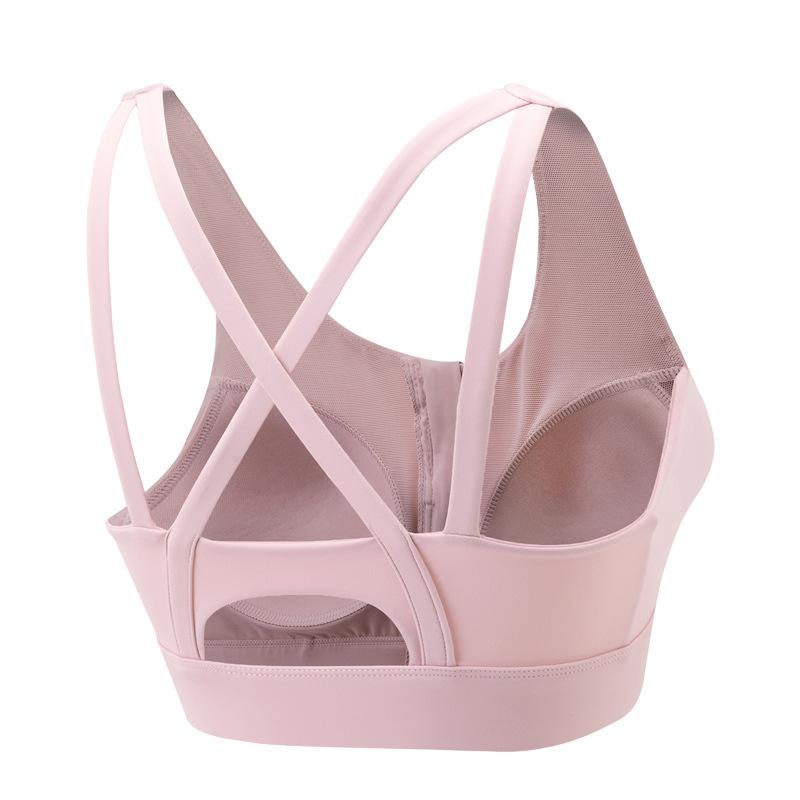 Women's One-piece Fixed Bra Pads Thin Section of The United States Back Front Zip High-strength Anti-shock Gathered Sports Underwear