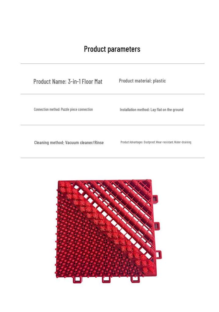 Red Wear-Resistant Splicing Floor Mat for Entrances