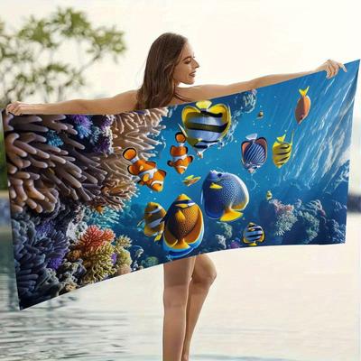Ozean Korallenfisch Schwarm Mikrofaser Handtuch, Weich Saugfähig Schnelltrocknend für Schwimmen Camping