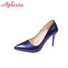 Aphixta 10cm Stiletto Heels Women's Pumps Serpentine Thin Heels Pointed Toe Patent Leather Office Shoes