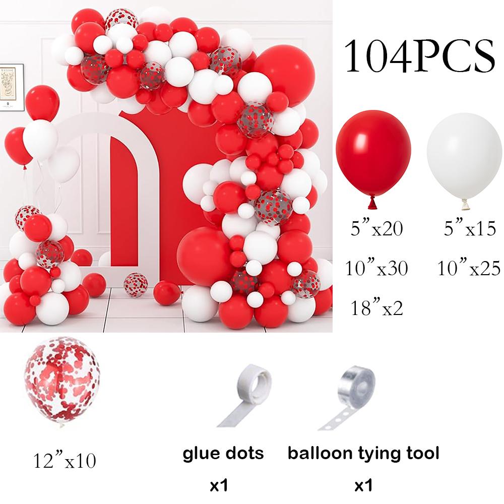 

Christmas White Balloons Garland Red Confetti Balloon Arch Kit Birthday Party Baby Shower Wedding Graduation Decoration Globos As Picture