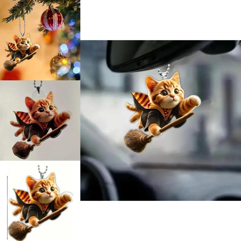 2d Cute Stylish Cat Acrylic Material Car Hanging Decoration Fun Accessory Backpack