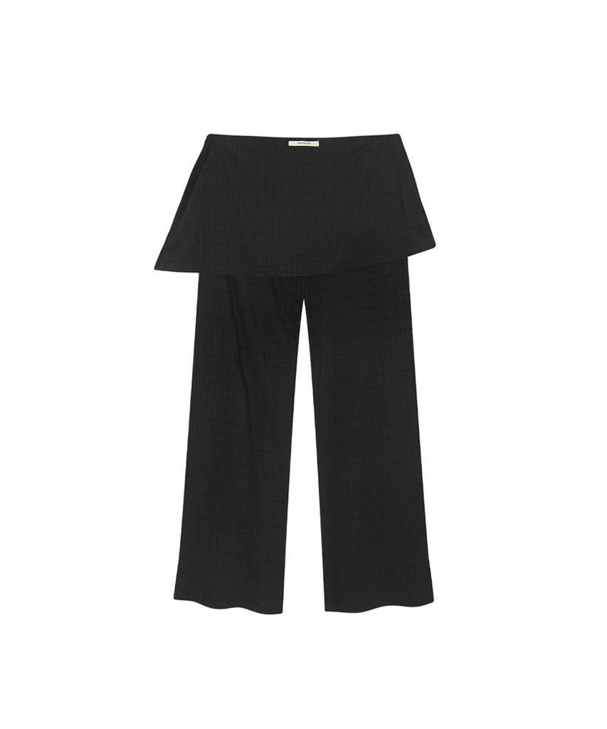 Onyueooun Rib Layered Skirt Trousers (Black)