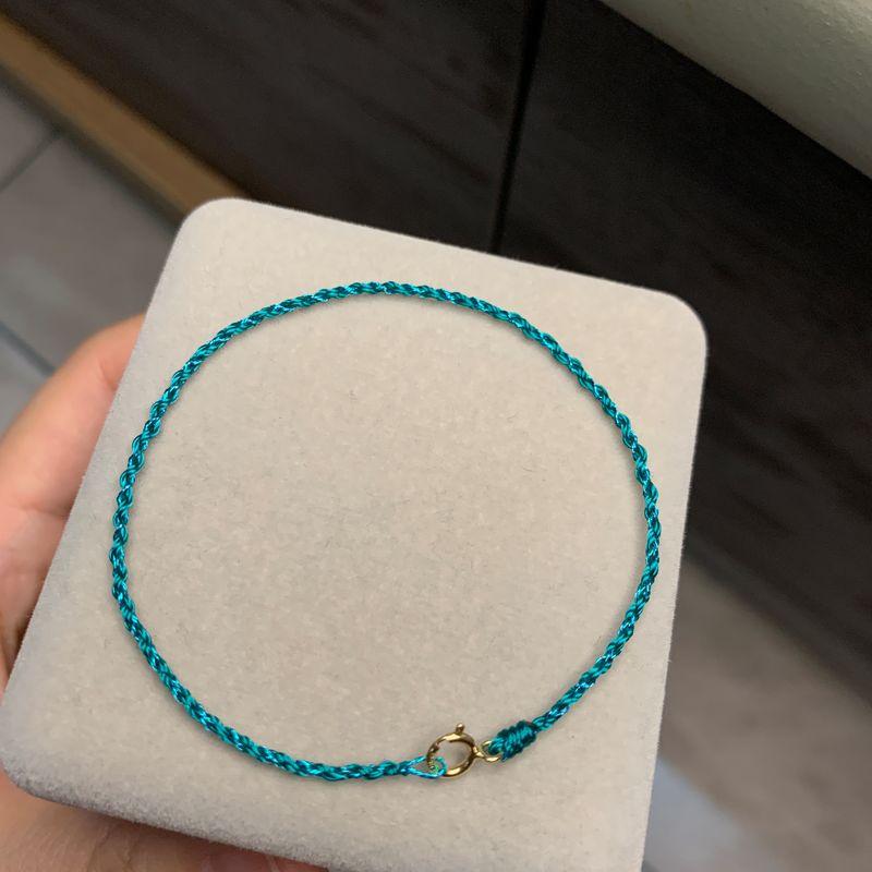 

Позолоченный 14К ремешок для переноски, изящный браслет дружбы, цепочка на ногу, золотая нить, ручное плетение, красная веревочка, бусины для пары для девочек и мальчиков Bamboo cyan with bright Lake Blue 1mm thickness
