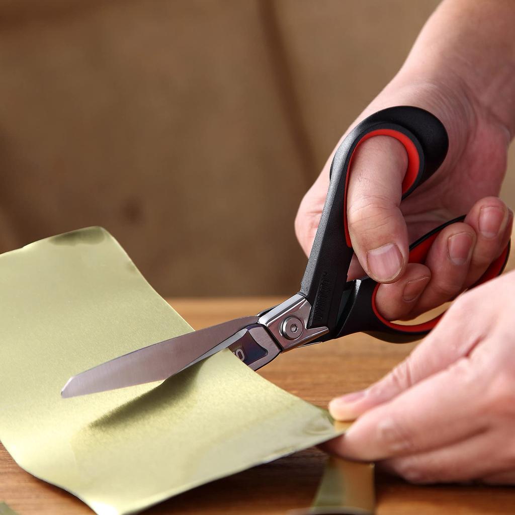 LIVINGO Multipurpose 229mm Sharp Forged Stainless Steel with Titanium Coated Shears and Rubber Soft Grip for Cutting Plastic Outdoor Home DIY Tools