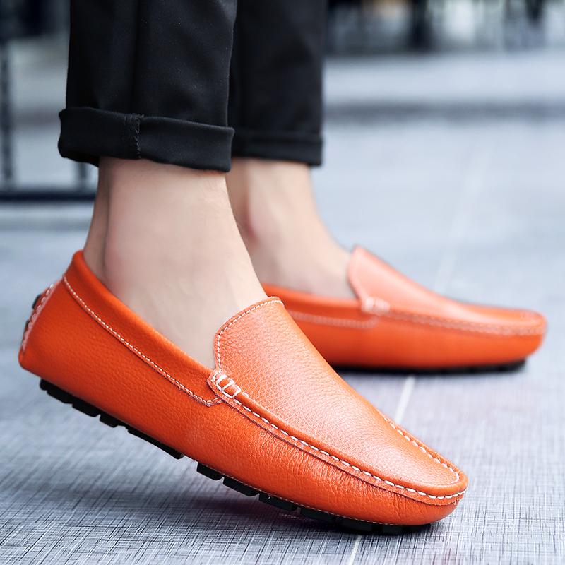 Leather Breathable Mocasines Casual Loafers Leather Shoes For Men Slip On Formal Italian Driving Flat Chaussure Homme Large Size