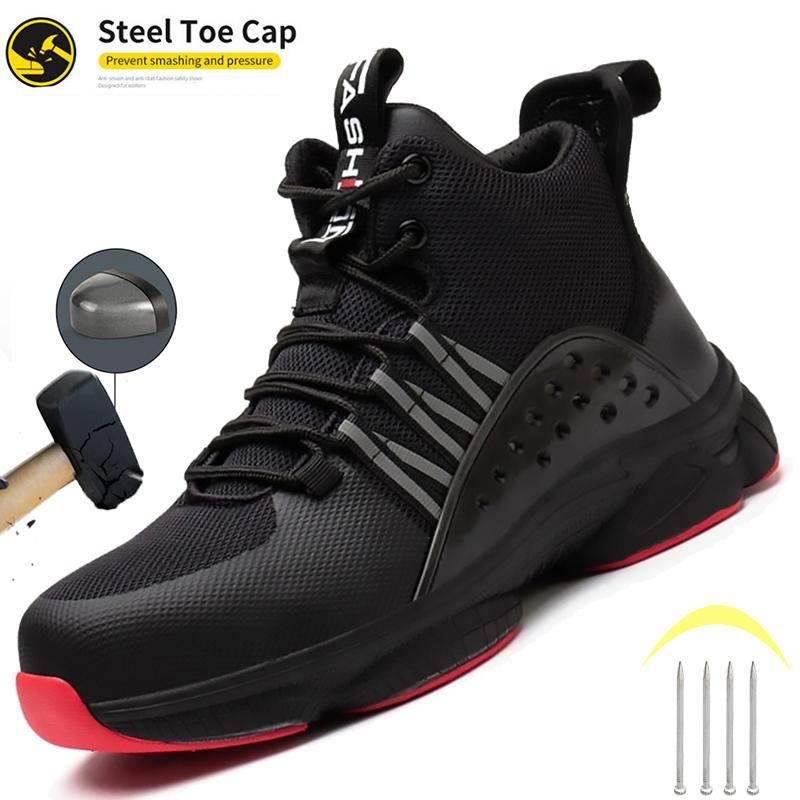 Man Safety Shoes Puncture-proof Work Sneakers Lightweight Work Shoes Men Steel Toe Shoes Safety Boots Indestructible Shoes