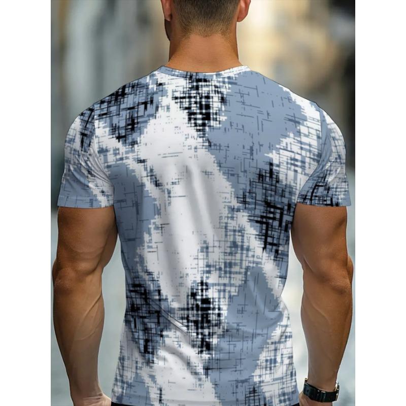 

Men s casual graphic T-shirt, short sleeves, abstract design, comfortable fit for everyday wear, perfect for casual looks or light activities XL