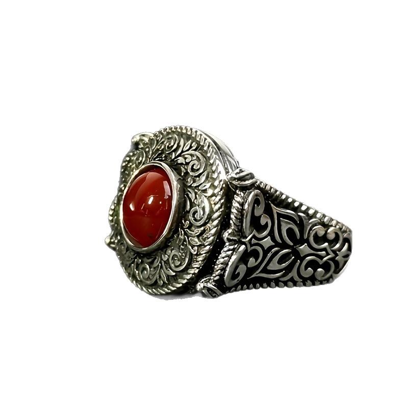 Retro Ethnic Style Ring Men's Carved Ring European and American Trend Jewelry