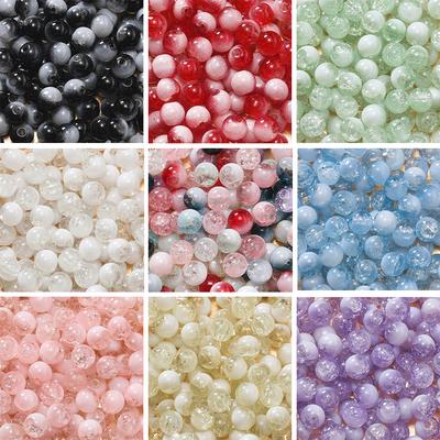 20/50pcs 8/10mm Colorful Glass Crackle Beads Round Spacer Loose Beads for DIY Jewelry Bracelet Necklace Accessories Making