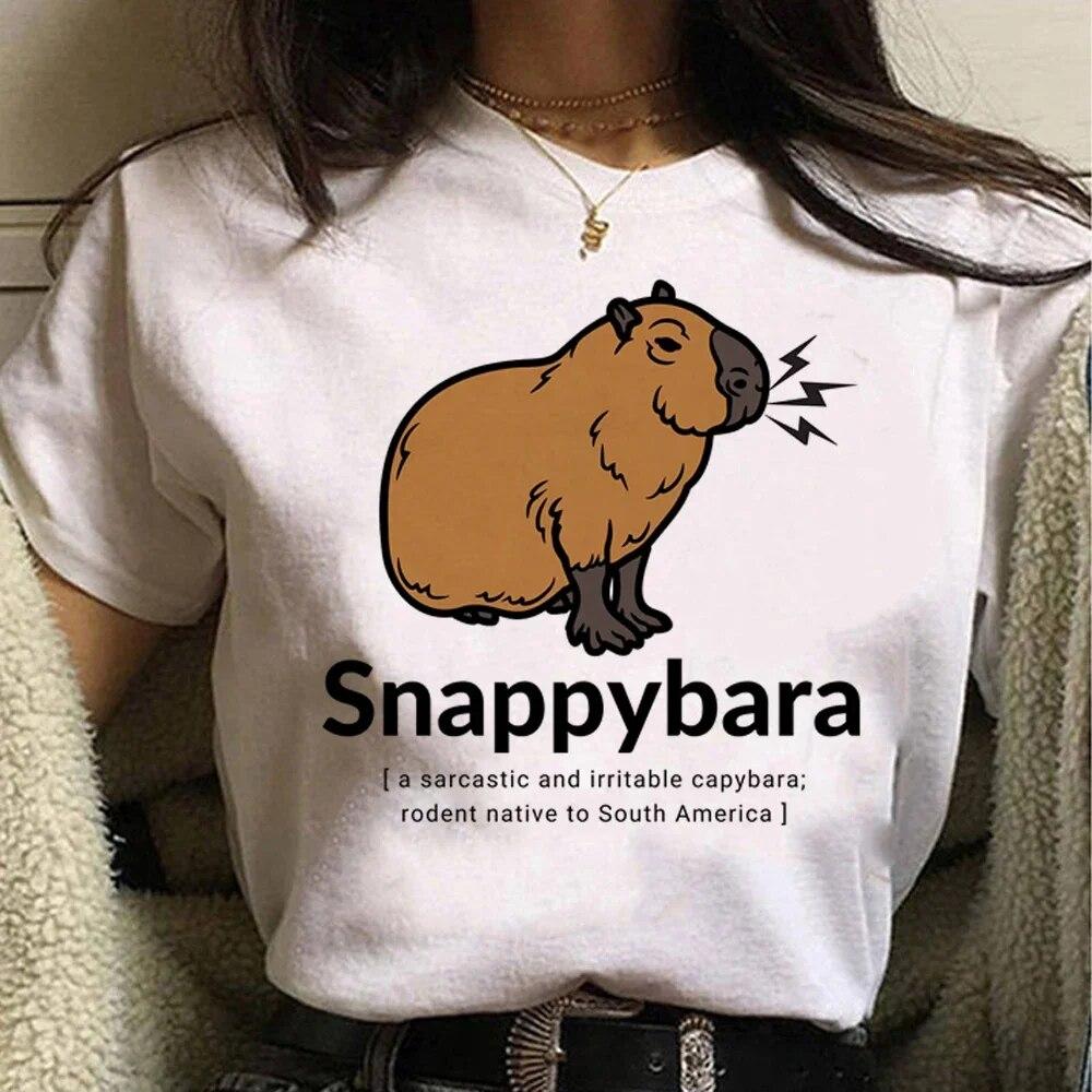 Tričko Capybara Funny Capy narodeniny Grafika Ženy Neformálne Vintage tričká Roztomilá kreslená potlač Streetwear Ženy Tričká s krátkym rukávom