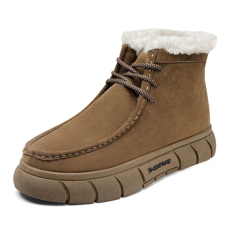 Men's Outdoor Cold Resistant Short Boots  Winter Classic Retro Fashion Plush Warm Snow Boots Comfortable Casual Cotton Shoes