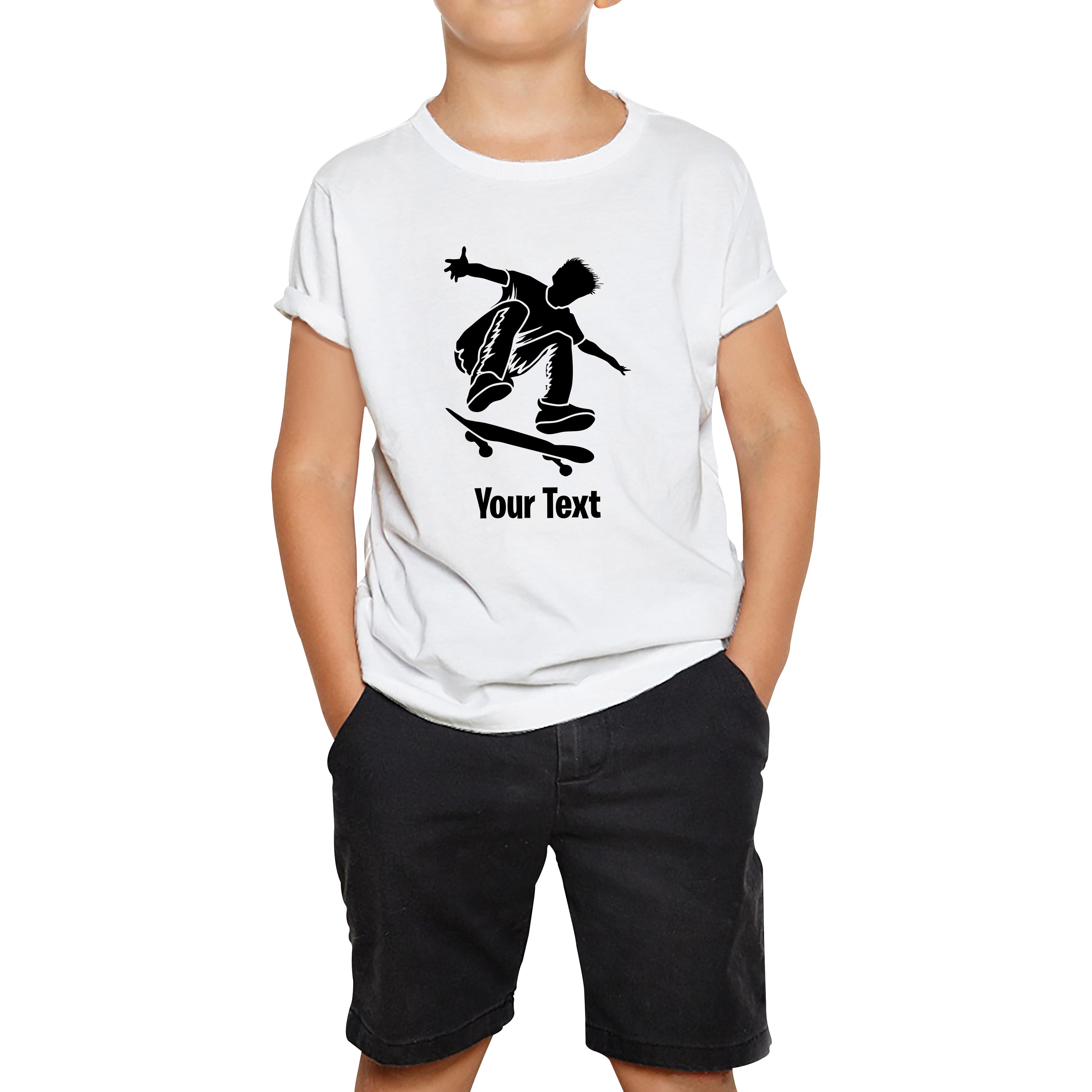 Personalised Skateboard Your Name Skater Funny Skateboarding Sport Kids Tee 100
