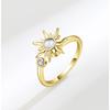 Anti Stress Spinner Ring For Women Adjustable Copper Jewelry With Floral Zircon Accents Anxiety Relief Gift