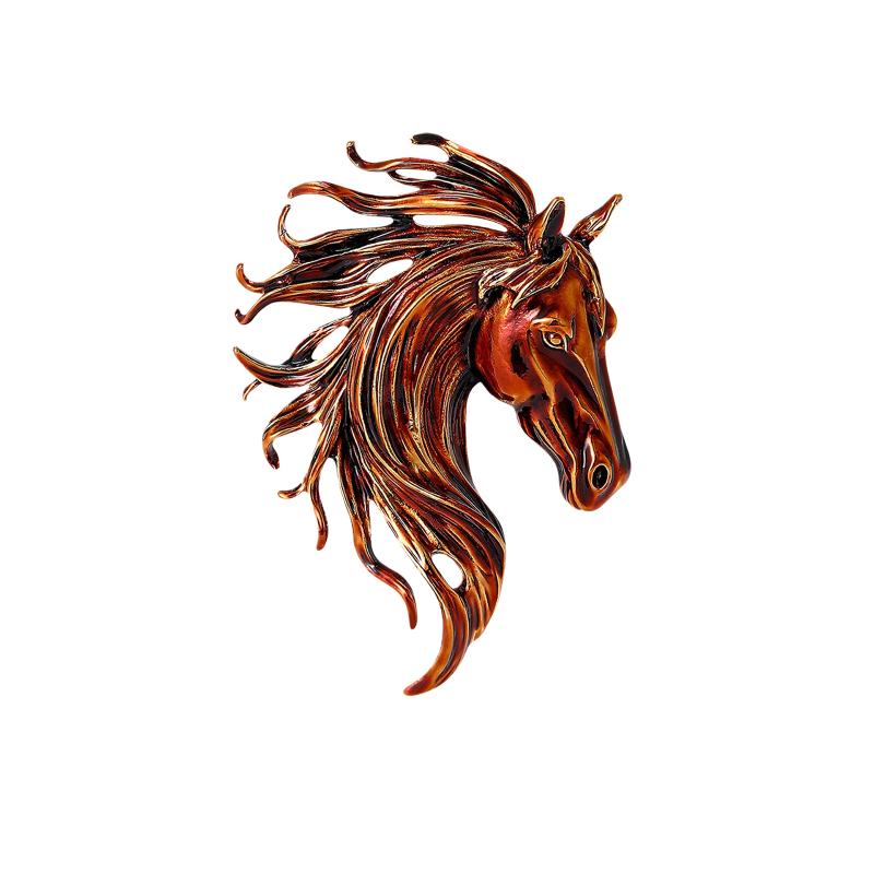 

Trendy Enamel Horse Head Brooches For Women Zodiac Animal Pony Pins Clothing Decoration Accessories New Year Gifts