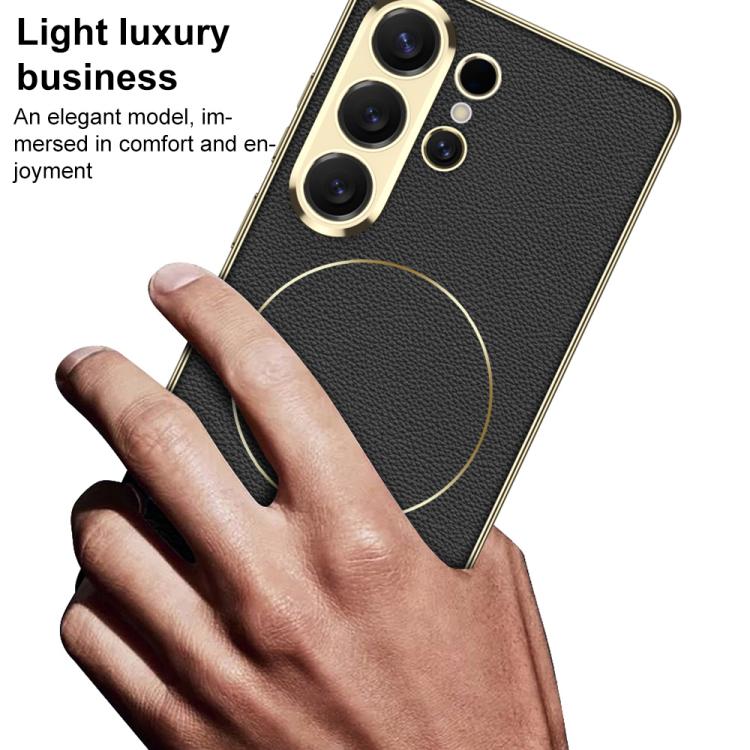 Electroplated Leather TPU Magnetic Nickel‑Ring Protective Phone Case For Samsung Galaxy S26 Ultra 5G