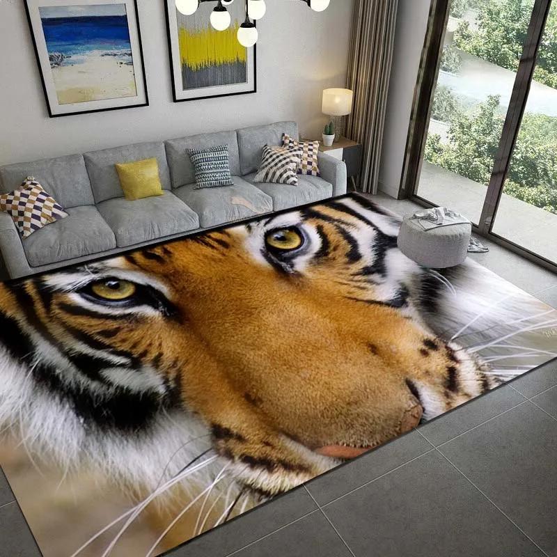 Tiger Animal Area Rug Carpet Wildlife Printed Indoor Floor Mat for Living Room Bedroom Soft Non-Slip Washable Doormat, Play Mat
