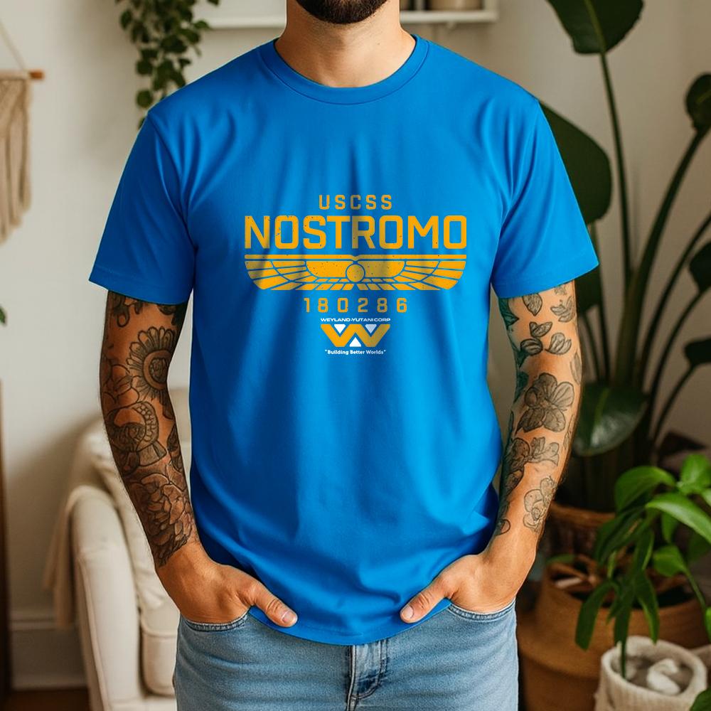 cotton t-shirt 2026 Summer 100% Cotton USCSS Nostromo Graphic Oversized Tee Nostromo Alien Sci-Fi Retro Themed Short Sleeve