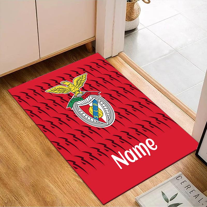 Custom Name Benfica Crest Rug Game Carpet, Floor Mat for Bedroom Living Room Entryway Rug, Home Decor Idea Gift for Christmas Birthday