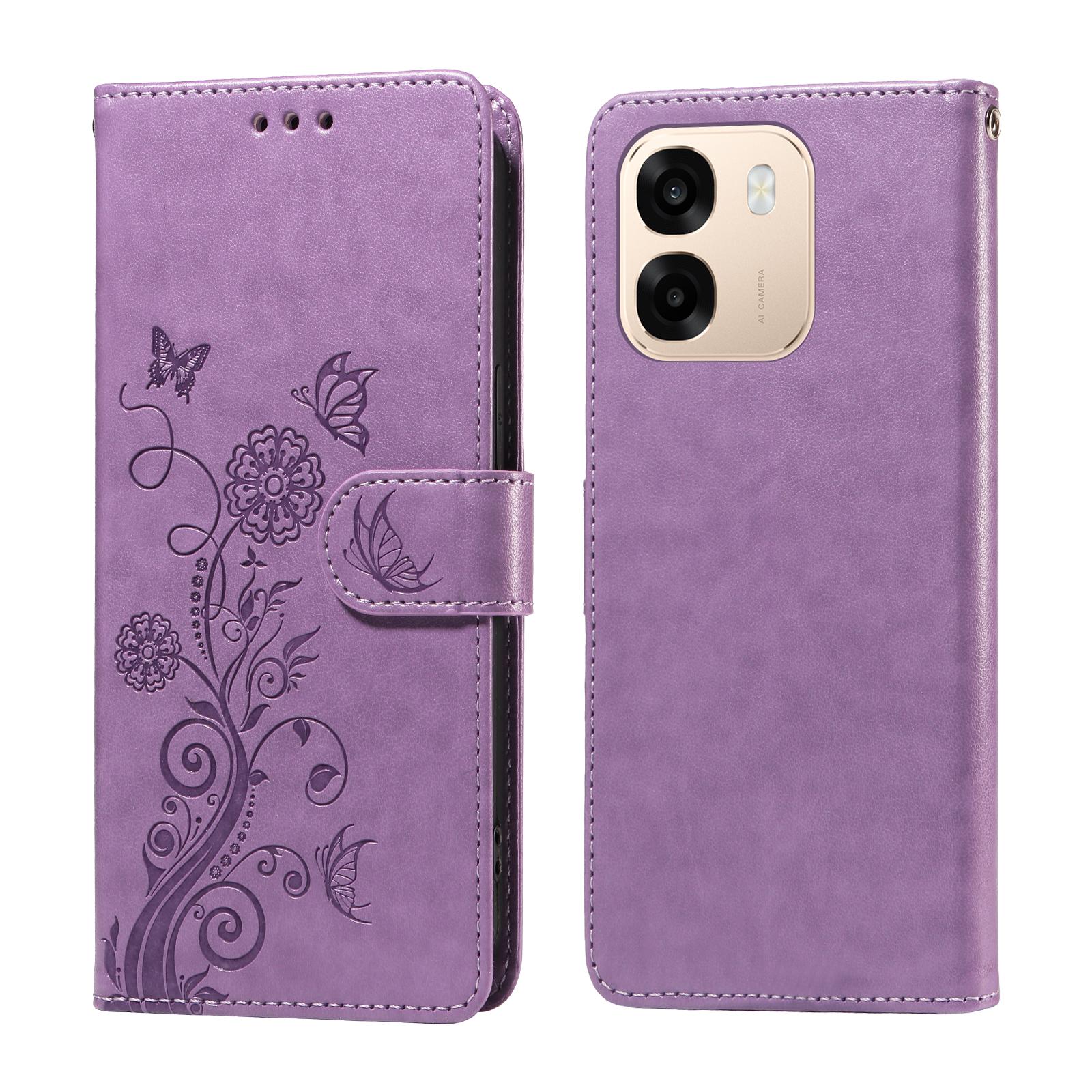 For OPPO A6s 5G Leather Case Butterfly Floral Imprint Wallet Stand Cover