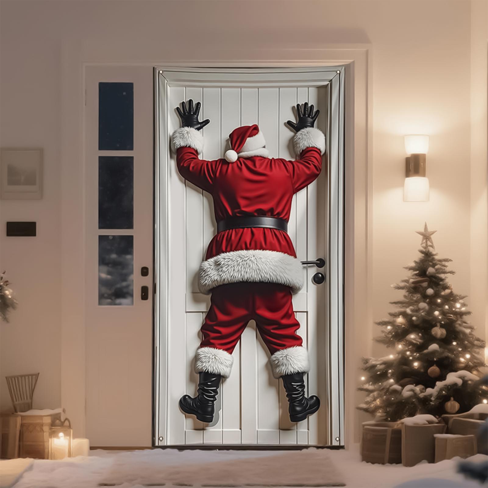 

Christmas Door Cover Decoration Festive Santa Claus Background Christmas Door Decorations Banner Cover for Indoor Outdoor Home червоний