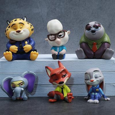 6 Stück/Set Zootopia 2 Tiere Actionfigur Spielzeug Judy Nick Fuchs Figur PVC Schreibtisch Dekoration Modell Puppe Spielzeug Geschenk für Fans