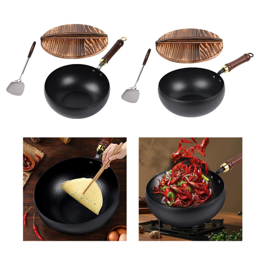45 Inch Frying Pan, with Hanging Hook, Uncoated, Cookware for Kitchen, Home, Camping, Hotel