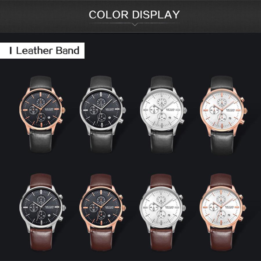 MEGIR Fashion Men Watches Chronograph Leather Strap Sport Military Watch Waterproof Quartz Wristwatch Clock Reloj Hombre 2011
