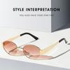 Retro Sunglasses Wear Resist Trending Sun Glasses Lightweight Vintage Oval Sunglasses for Shopping Travel Vacation Party