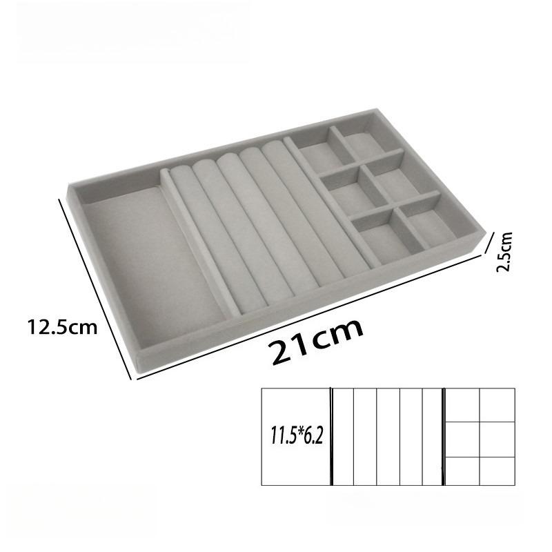 Měkký sametový stohovatelný podnos na šperky pouzdro vitrína na vystavení šperků přenosný organizér na prsteny náušnice náhrdelníky držák na šperky