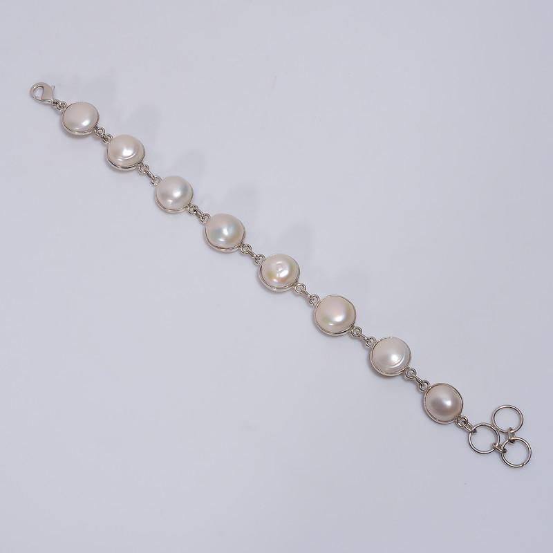 

Splendid Top Grade Qualite 100% Natural Biwa Pearl Round Shape Ethnic Style Handmade Jewelry 925 Steling Silver Plated Bracelet 6-8 WSJ5224 6-8