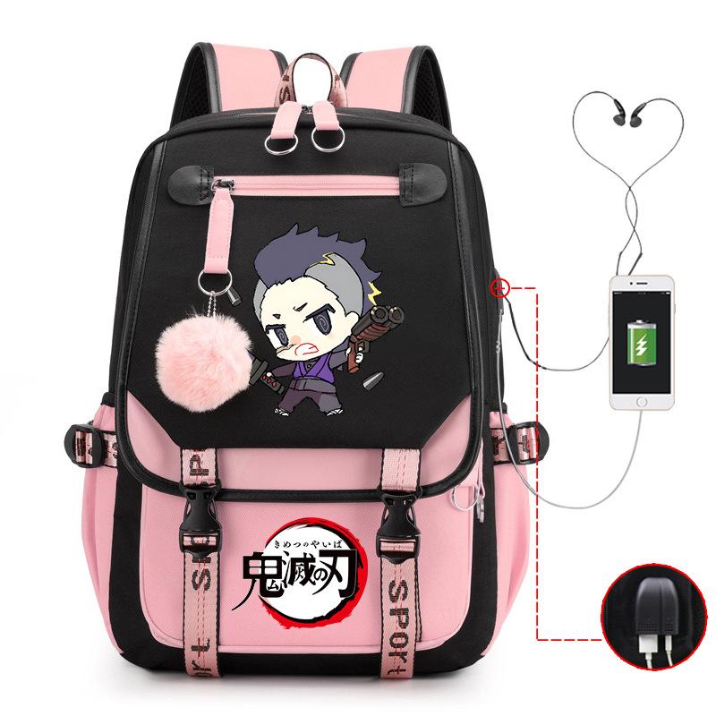 Ghost Annihilation Blade Grade 3-6 Junior High School Student High School Student School Bag Strap USB Multifunctional Backpack