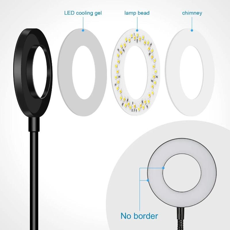 Flexible Gooseneck LED Reading Book Light with Clamp, 3 Color Temperature Circular Night Lamp for Bedside Travel Office