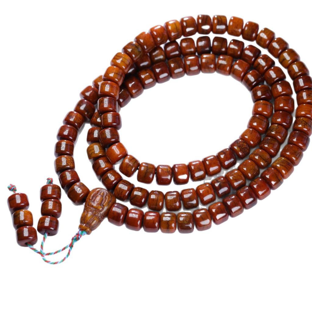 Tibetan Ethnic Weathered Yak Bone 108-Bead Necklace