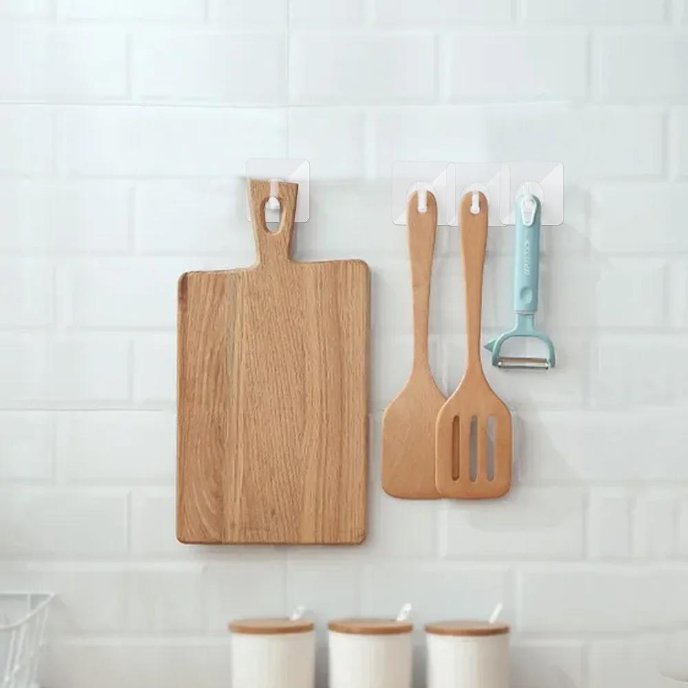 20Pcs Adhesive Wall Door Mount Acrylic Hooks Kitchen Bathroom Towel Key Hanger