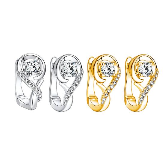 1 Paar Ohrstecker mit glänzenden Strasssteinen und eingelegtem Musiknoten-Design