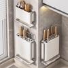 Knife Holder Storage Rack, Multi-Functional Kitchen Knife Rack, No Drilling Required, Wall-Mounted Chopstick Holder And Knife Organizer All-In Storage