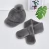 Autumn Winter Faux Mink Fur Baseball Cap for Women with Pom Pom, Faux Fur Warm Fleece Hat Scarf Set For Outdoor Travel