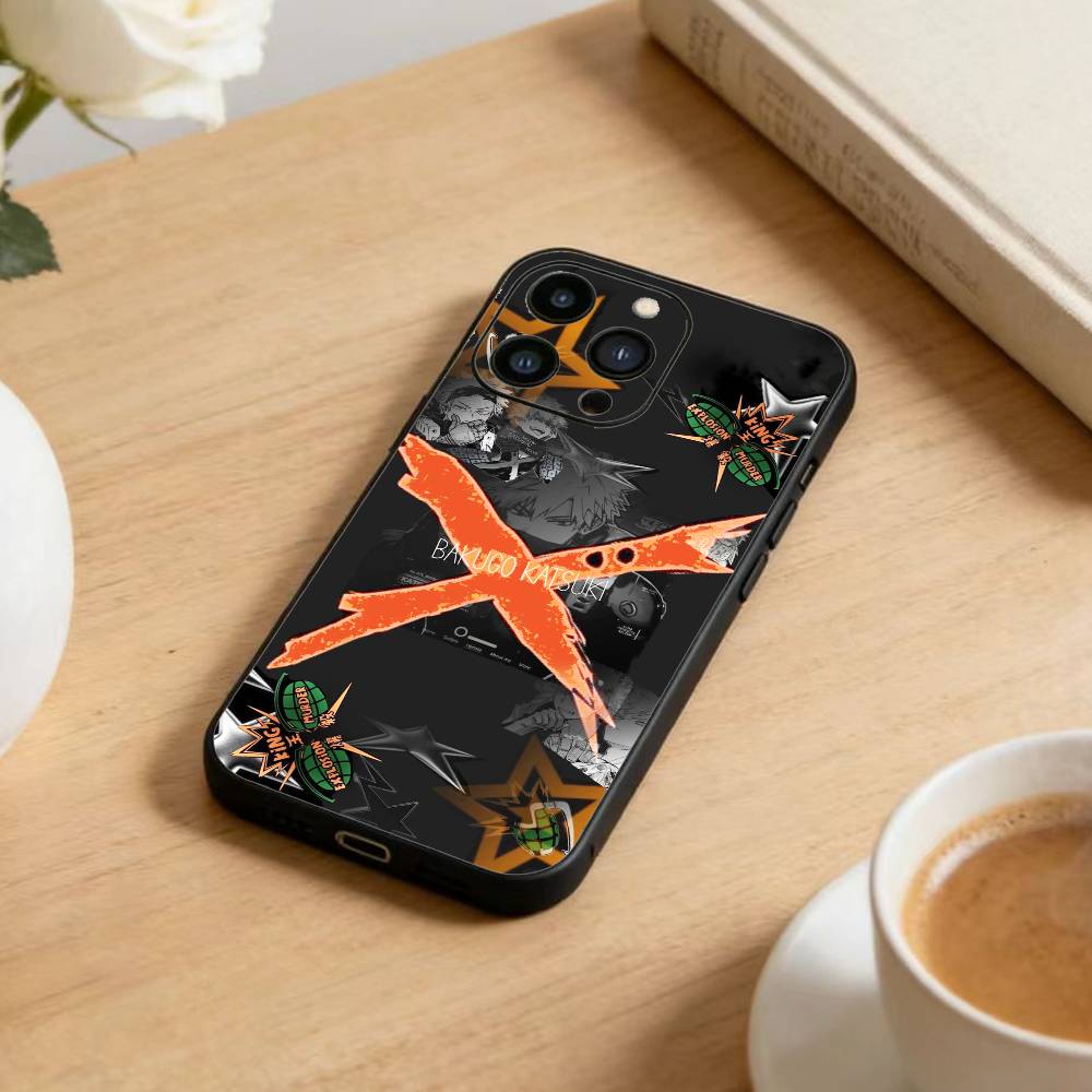 Katsuki Bakugo Hero Academia Handyhülle Für iPhone17,16,15,14,13,12 Plus,Max Weiches Silikon Schwarze Hülle