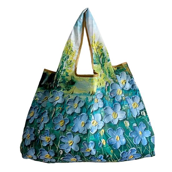 

Shopping Bag Polyester Tear-Resistant Bag Large Capacity Foldable Reusable Grocery Bag for Groceries Fruits Vegetables F