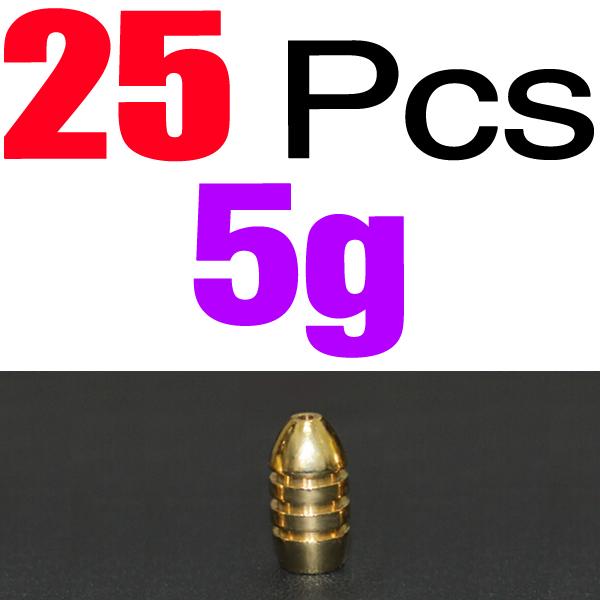MNFT 25pcs/pack 1.8/3.5/5/7/10g Weight Bullet Shape Copper Sinker Rig Fishing Tackle Accessories BRASS BULLET SINKERS