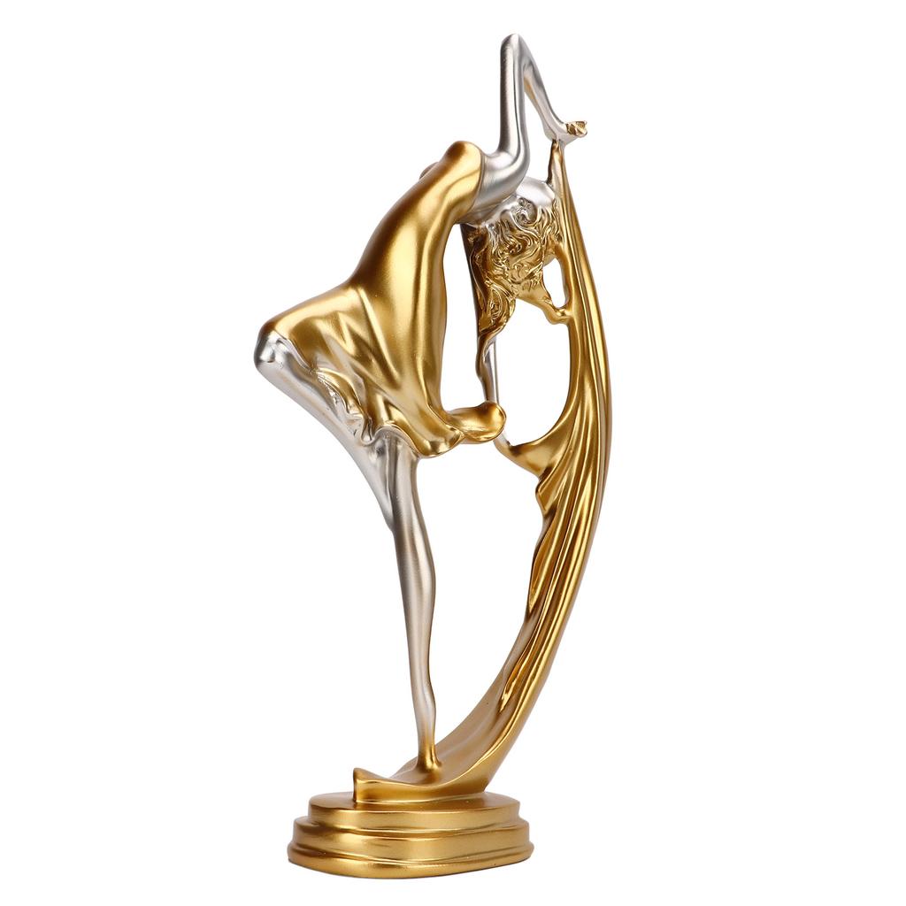 Dancing Girl Statue Gold Elegant Ballet Girl Craft Ornaments for Living Room Bedroom Wine Cabinet