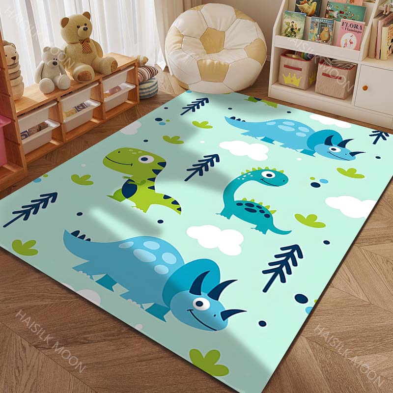 Cute Dinosaur World Cartoon Print Carpet for Living Room Bedroom Sofa Doormat Home Decor Area Rug Non-slip Floor Mat for Gifts