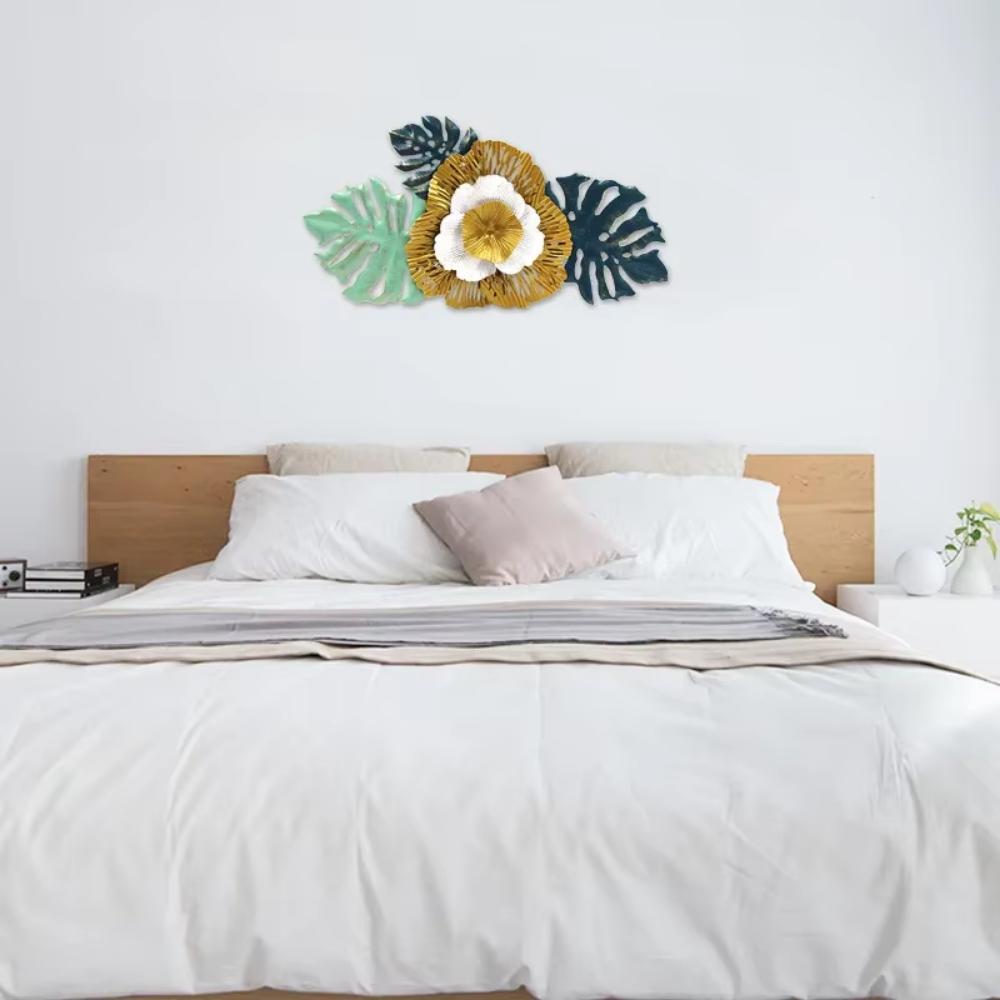 Charming Blue Iron Flower Decor Creative Wall Hanging. A delightful metal decoration for bedroom and living room the background.