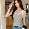 Elegance Casual Stylish Vest H877 Striped Camisole Female Inner Slim and Thin T Shirt Skin-friendly Sleeveless Summer Outside Cotton Undershirt Tops