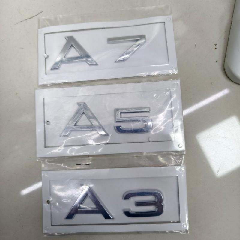 3D ABS chrom błyszczący czarny bagażnik samochodowy litery numery emblemat dla A1 A3 A4 A5 A6 A7 A8 naklejka na pokrywę bagażnika samochodu tabliczka znamionowa