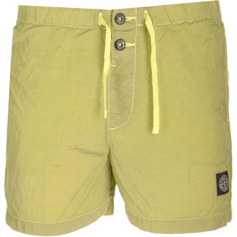 Stone Island Solid Color Zipper Logo Straight Leg Casual Shorts Men shorts Green 8015B0643-V0031 L