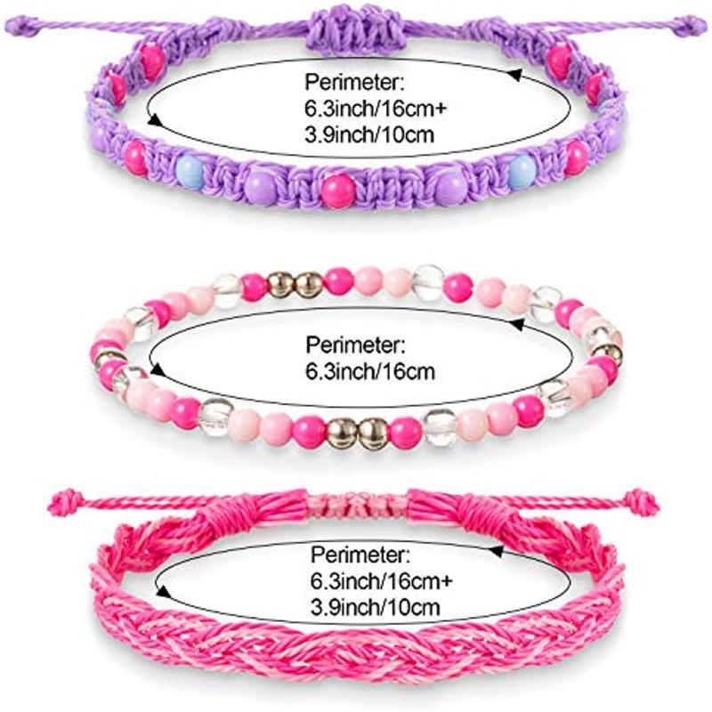 3 Stück/Set böhmische geflochtene Stretch-Freundschaftsarmbänder stapelbare perlengewebte Schnurarmbänder verstellbare Wellenseilarmbänder MYY